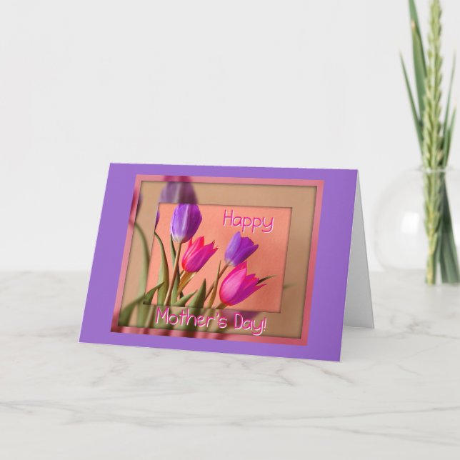 Carte Le jour de mère heureux ! Tulipes (Devant)