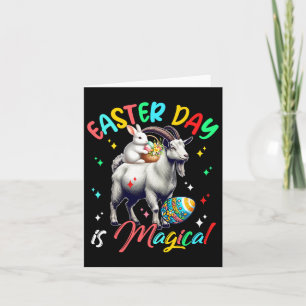 Carte Le jour de Pâques est magique Lapin mignon chevauc