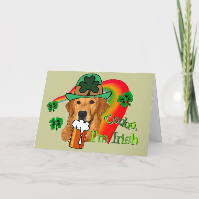 Carte Le jour de St Patrick de golden retriever (Devant)