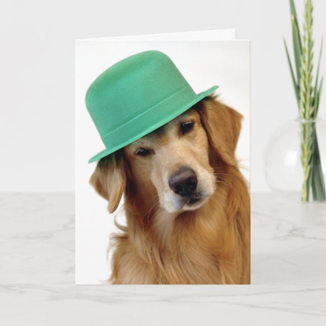Carte Le jour de St Patrick de golden retriever (Devant)