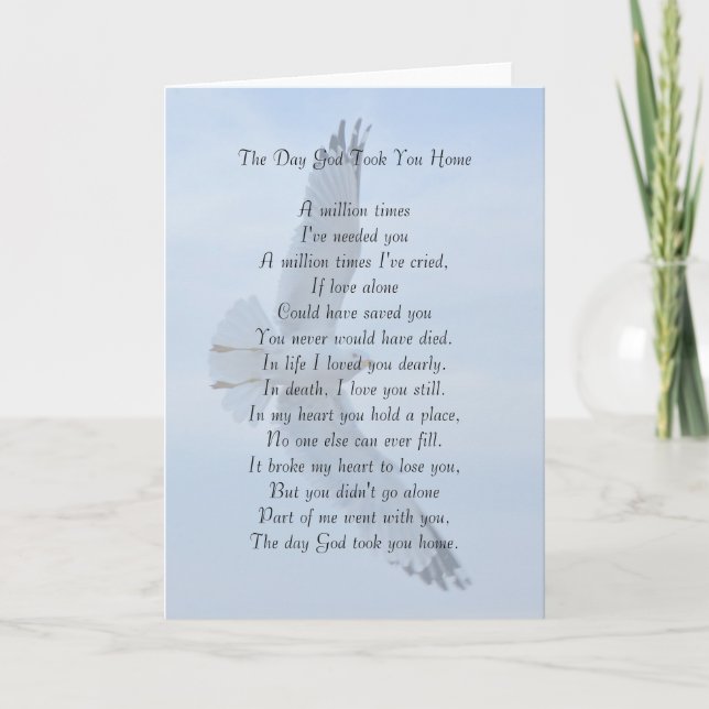 Carte Le Jour où Dieu t'a ramené chez toi (Devant)