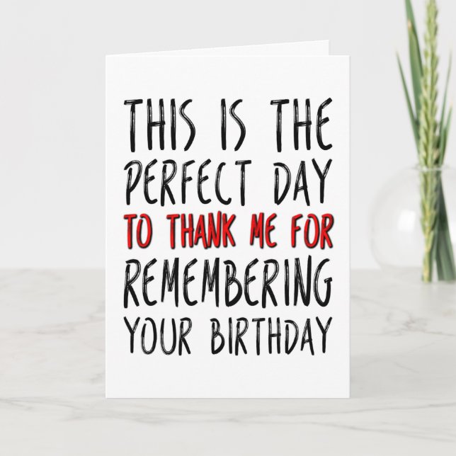 Carte Le Jour Parfait Pour Me Remercier, Anniversaire Dr (Devant)