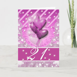 Carte Le joyeux 21ème anniversaire monte en ballon