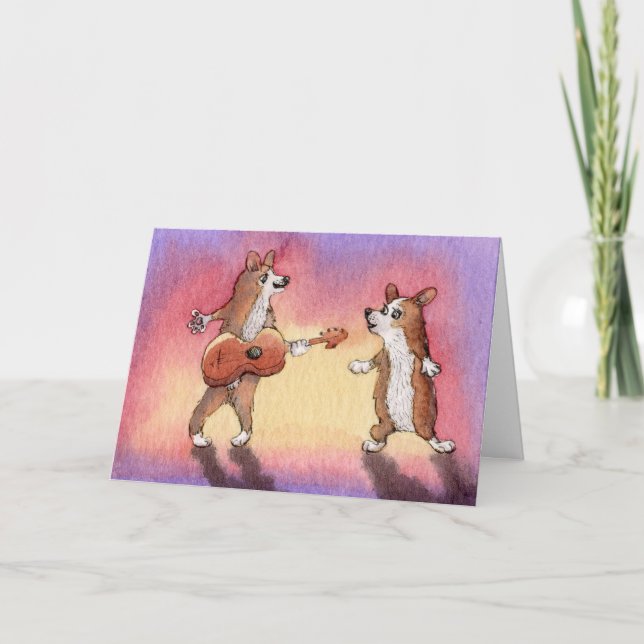 Carte Le joyeux anniversaire, les chiens doux a chanté (Devant)