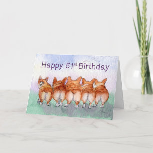 Carte Le joyeux cinquante-et-unième anniversaire, corgi
