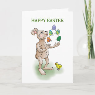 Carte Le lapin de Pâques jongle avec les œufs de Pâques