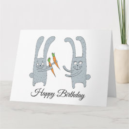 Carte Le lapin donne à  lièvre une carotte pour son anni