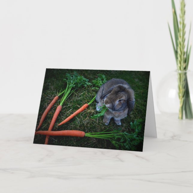 Carte Le lapin mâche les carottes/carte d'anniversaire (Devant)