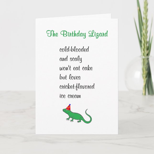 Carte Le Lézard D'Anniversaire Un Poème D'Anniversaire D (Devant)