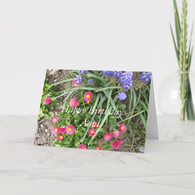 Carte Le lit à fleurs d'anniversaire de la tante (Devant)