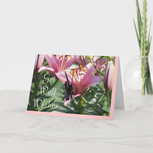 Carte Le machaon de noir sur le lis mauve font n'importe (Devant)