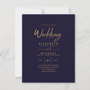 Carte Le mariage bleu or de la Marine moderne invite