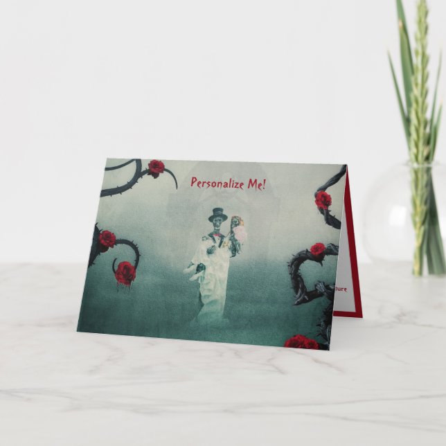 Carte Le Mariage Gothique Skeleton Vous Aime À La Mort N (Devant)