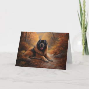 Carte Le Mastiff tibétain en automne les feuilles automn