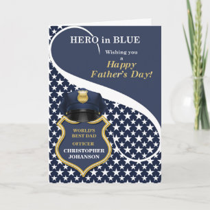 Carte Le meilleur papa policier à la Fête des pères mond