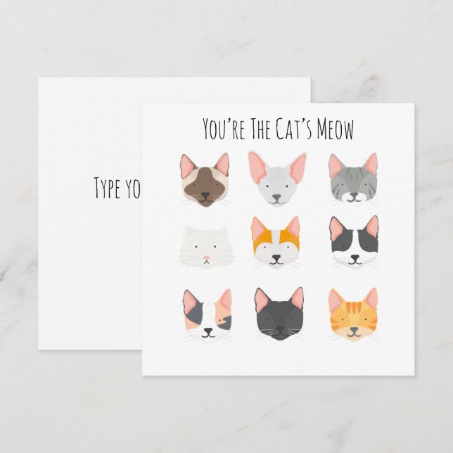 Carte Le Meow Birthday du chat Penser à vous (Devant / Derrière)