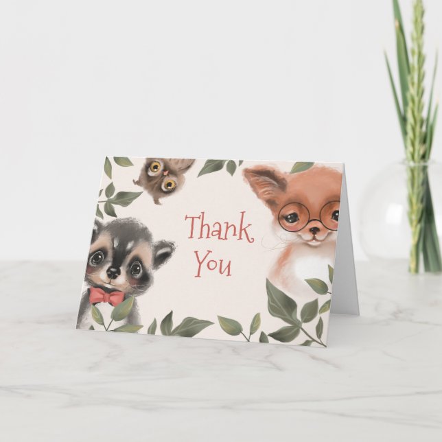 Carte Le Merci des animaux des bois d'enfants (Devant)