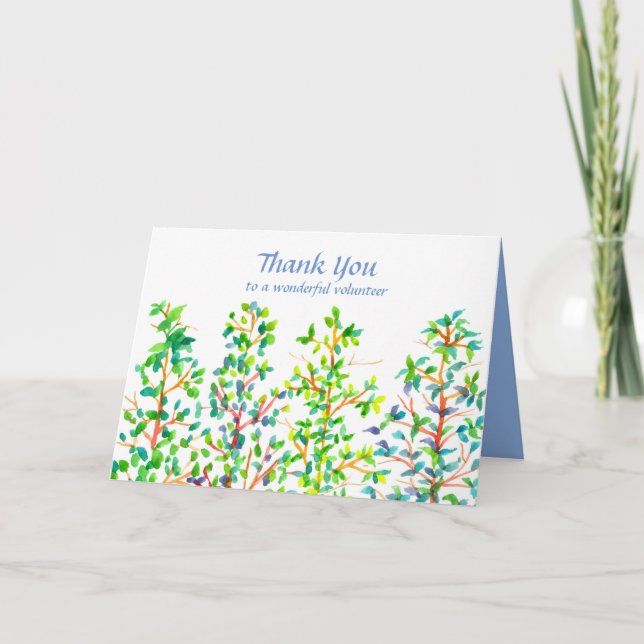 Carte Le Merci offrent des arbres d'aquarelle (Devant)