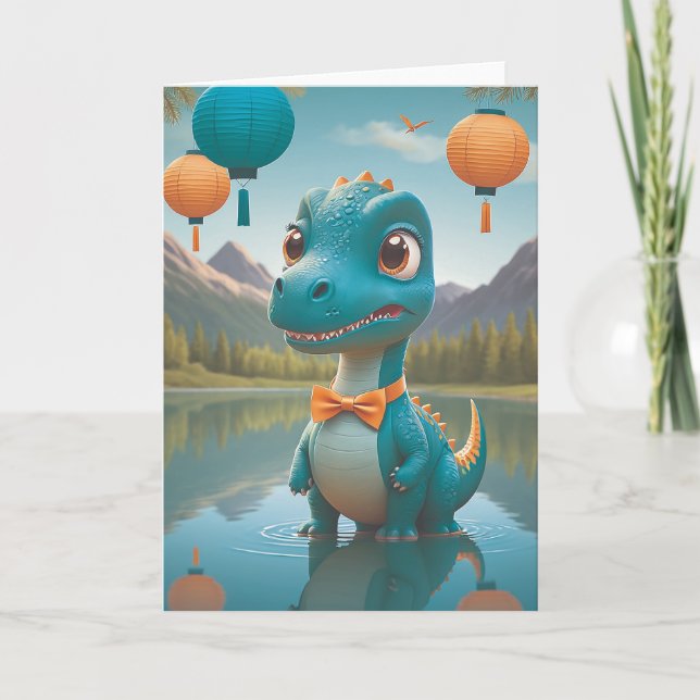 Carte Le moment de réflexion élégant de Dino (Devant)