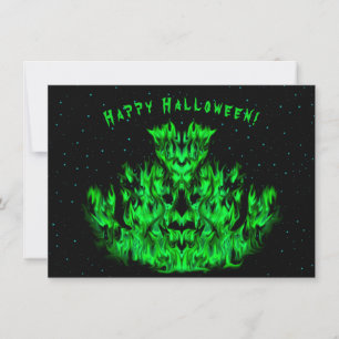 Carte Le monstre de flamme vert dans le ciel étoilé