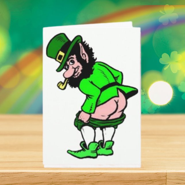Carte Le Mooning de la Saint Patrick Leprechaun (St Patrick's Day Mooning Leprechaun Card)