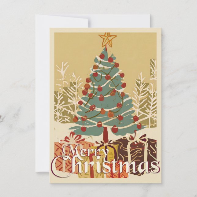 Carte Le Motif de Noël, avec des présents sous l'arbre d (Devant)