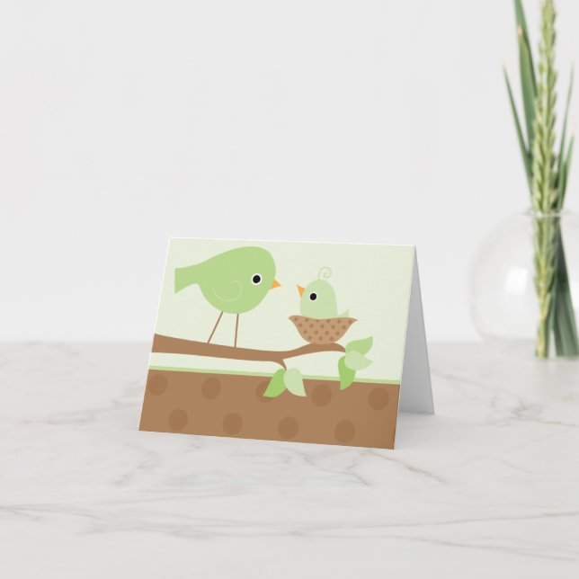 Carte Le nid d'oiseau de bébé (vert) (Devant)