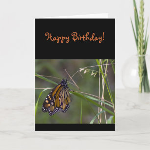 Carte Le papillon Monarque dans l'herbe Anniversaire