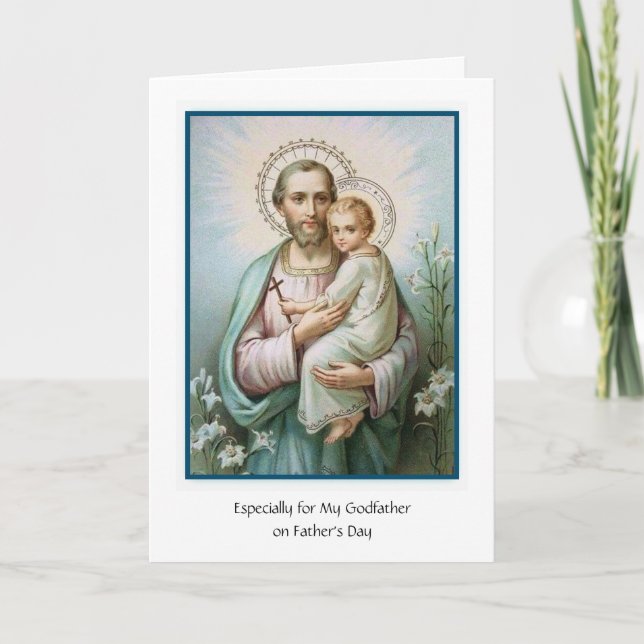 Carte Le Parrain Catholique Saint Joseph Fête des pères  (Devant)