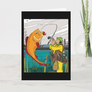 Carte Le pêcheur attrape le gros poisson