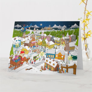 Carte Le Père Noël arrive dans le village
