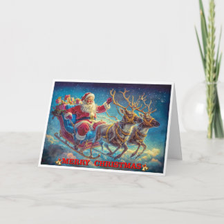 Carte Le Père Noël et ses rennes