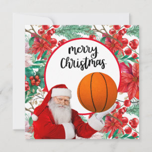 Carte Le Père Noël joue au basket Joyeux Noël