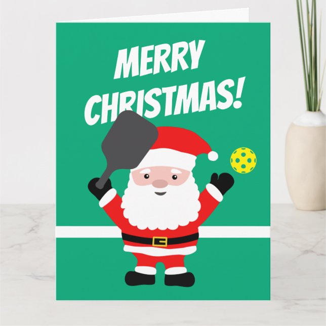 Carte Le Père Noël joue au pickleball grand Noël (Devant)