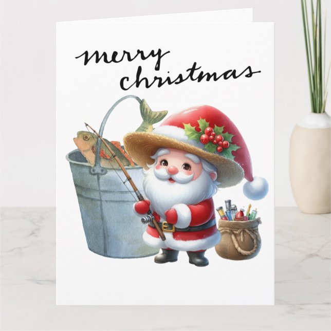 Carte Le Père Noël pêche le jour de Noël (Devant)