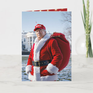 Carte Le Père Noël Trump avec sac rouge