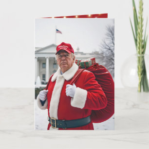 Carte Le Père Noël Trump avec sac rouge