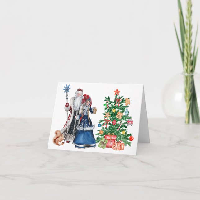 Carte Le père russe Frost et Snégourotchka Noël (Devant)