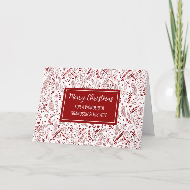 Carte Le petit-fils rouge moderne et sa femme Noël (Devant)