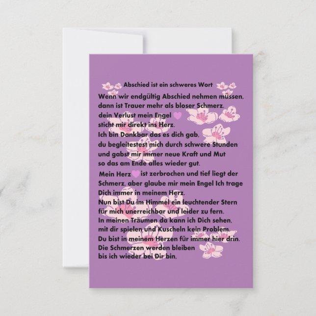 Carte Le poème d'adieu (Devant)