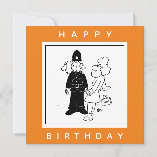 Carte Le policier a un Clock Face Cartoon. (Devant)