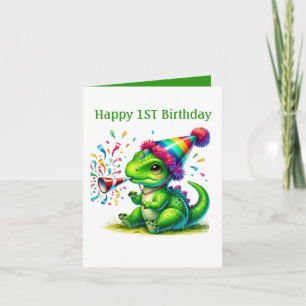 Carte Le premier dinosaure d'anniversaire du bébé Unisex