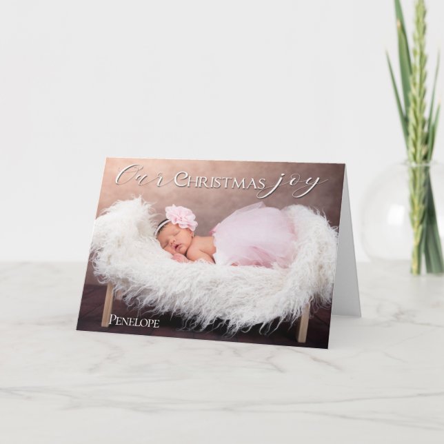 Carte Le premier Noël du bébé Notre joie - PHOTO DE VOTR (Devant)