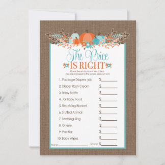 Carte Le prix est de Baby shower droit Citrouilles de je