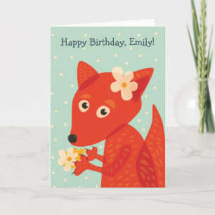 Carte Le Renard Et Les Fleurs Joyeux Nom D'Anniversaire