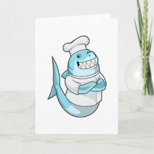 Carte Le requin comme chef avec tablier de Cuisine