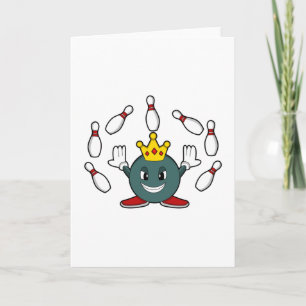 Carte Le roi au bowling avec la quille.