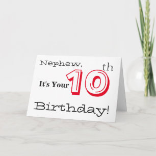 Carte Le salut de 10 ans de Nephew en rouge et noir.