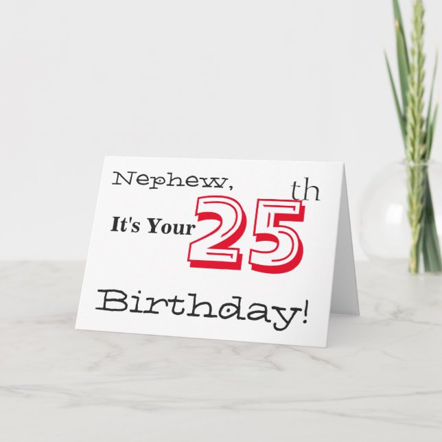 Carte Le salut de 25 ans de Nephew en rouge et noir. (Devant)
