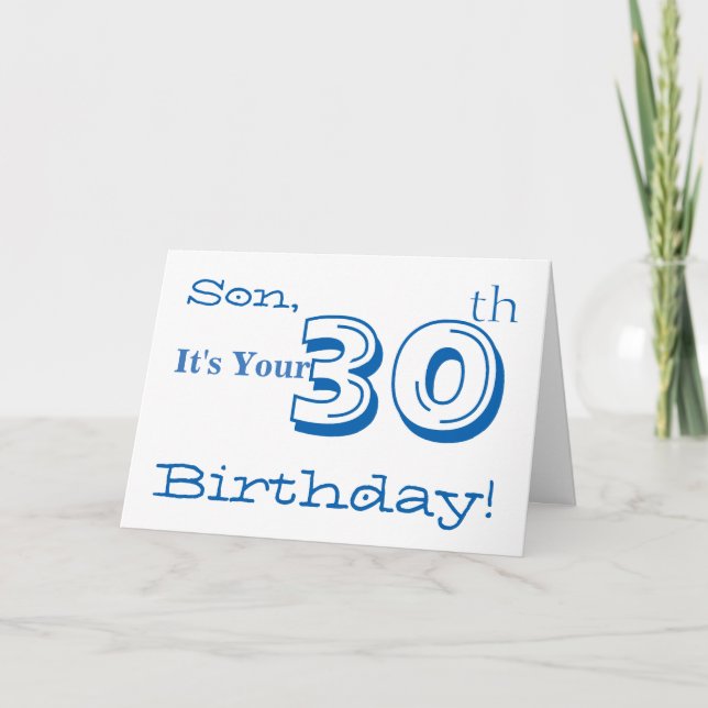 Carte Le salut de 30e anniversaire de son fils en bleu e (Devant)